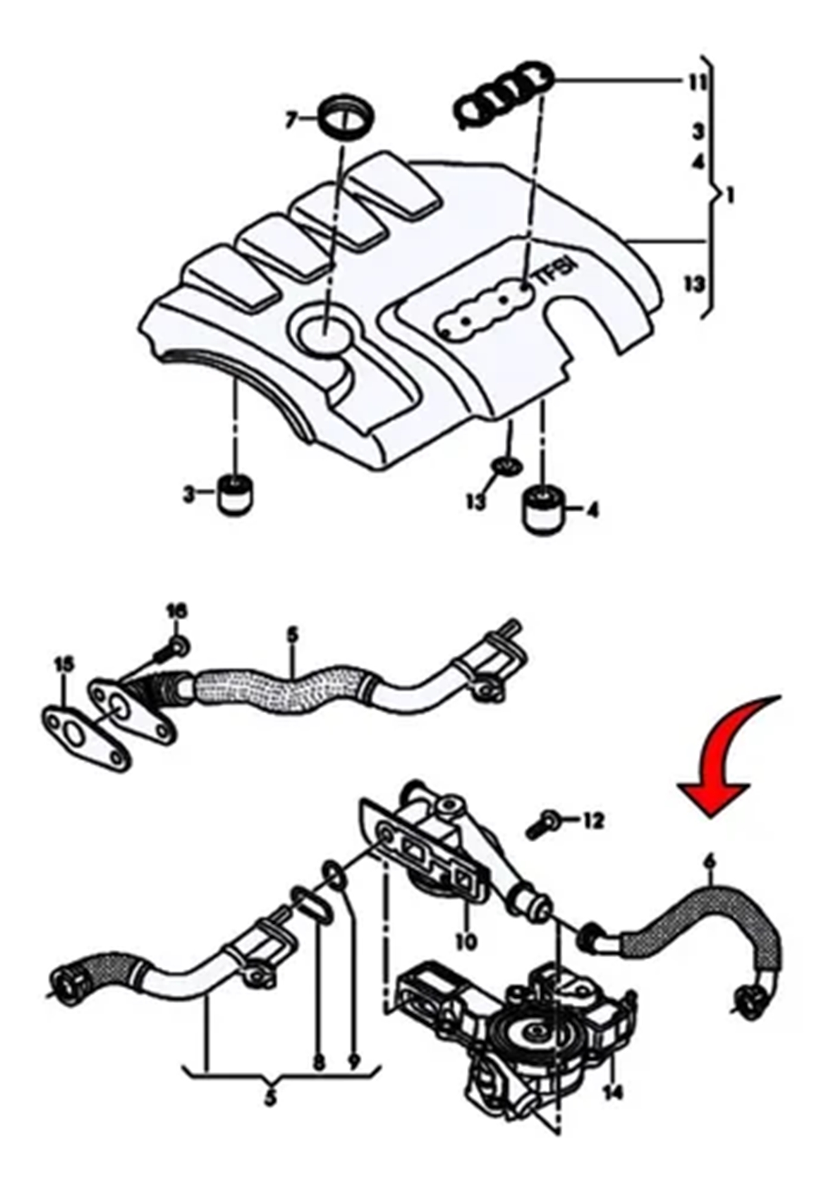 Mangueira Respiro Audi A3 A4 A5 2.0 Vw Golf Gti Jetta Mk5 - Imagem 3